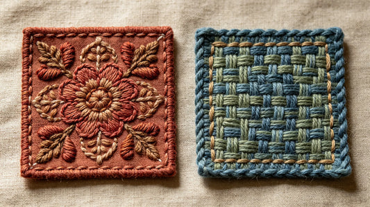Direct visual comparison of embroidered patches and woven patches