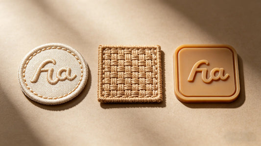 Comparison of custom embroidered, woven, and PVC patches showing appearance differences