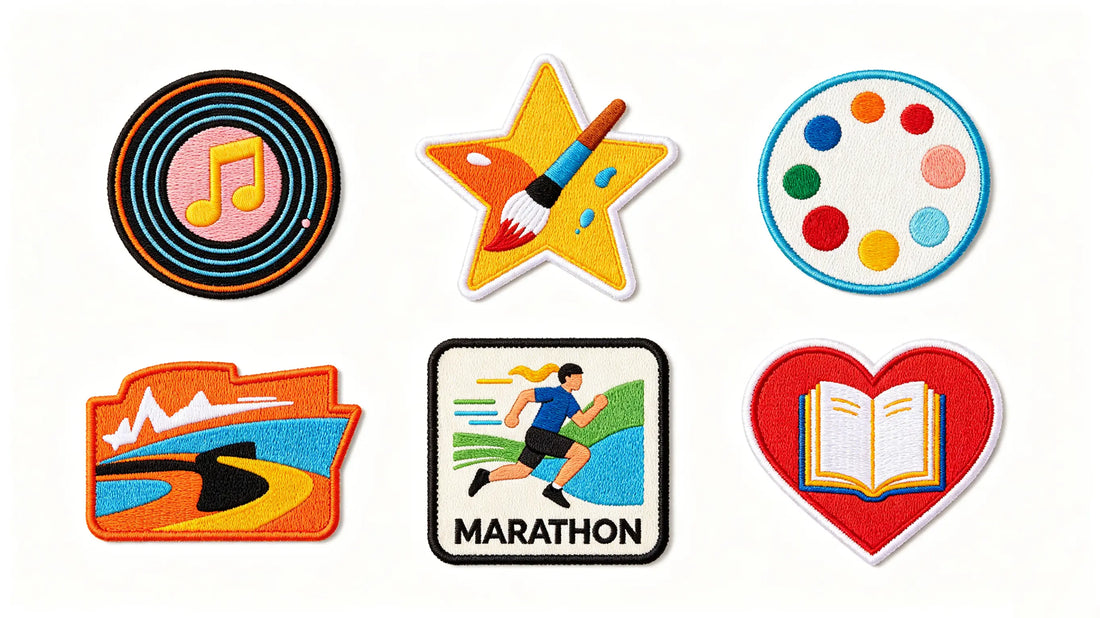Various themed commemorative event patches for festivals and competitions
