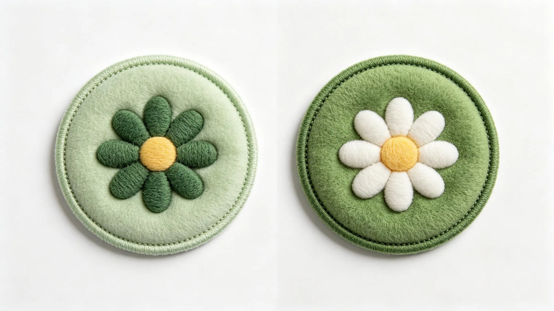 Direct visual comparison of flat embroidery patch and 3D puff embroidered patch