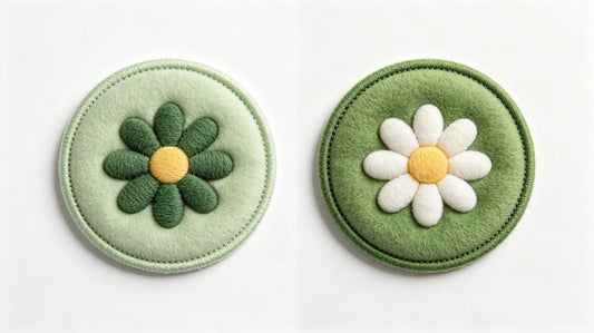 Direct visual comparison of flat embroidery patch and 3D puff embroidered patch