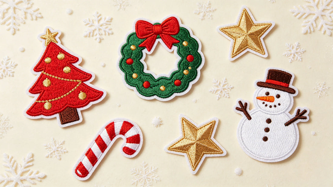 Halloween and Christmas seasonal themed finished patch assortment for holiday retail sales