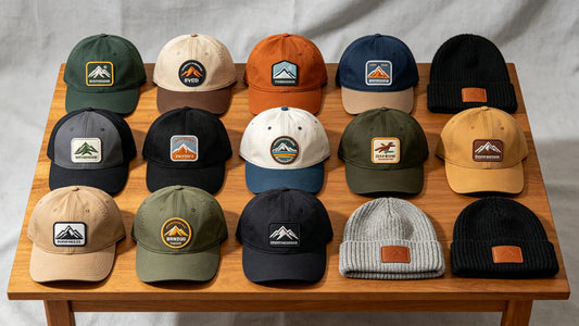 Different crafted patches decorated on multiple styles of hats