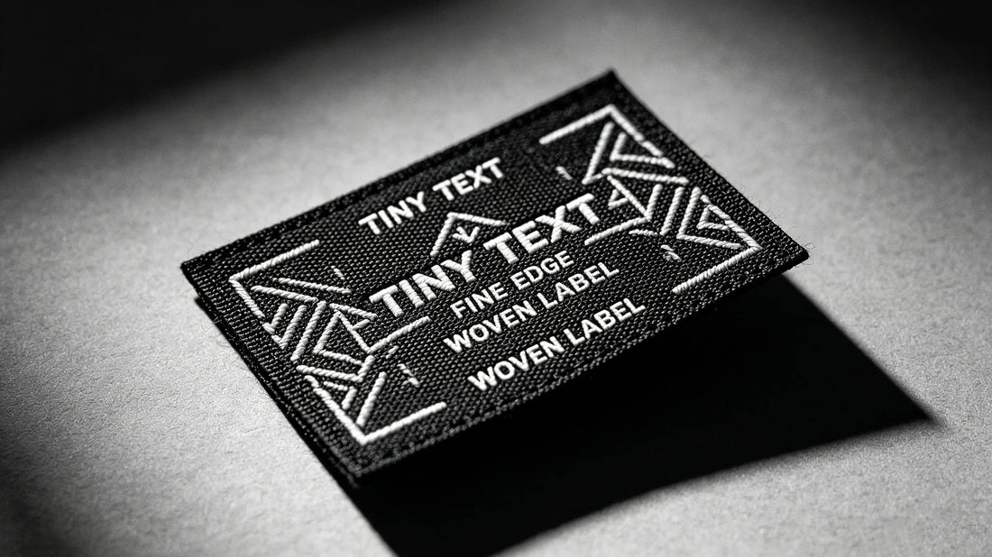 Premium high-density woven patch showcasing ultra-fine text detail and smooth flat texture