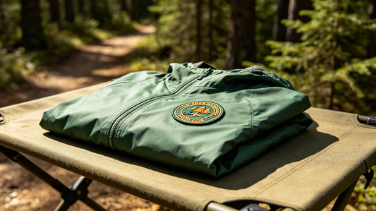 Lightweight hiking club volunteer wind‑breaker jacket, custom 3D foam embroidered patch sewn on standard left‑chest uniform position