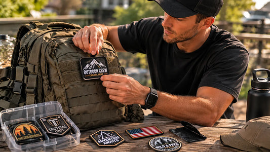 Attaching hook & loop custom embroidered patch to tactical backpack