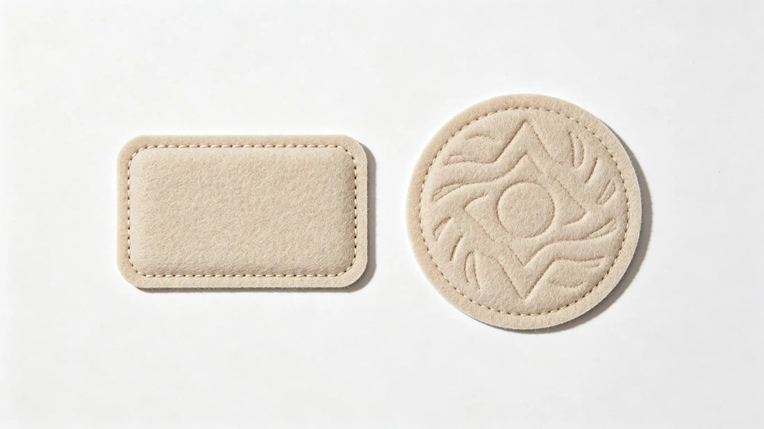Side comparison of iron-on backing and sew-on backing 3D puff embroidered patches