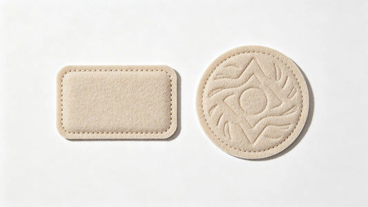 Side comparison of iron-on backing and sew-on backing 3D puff embroidered patches