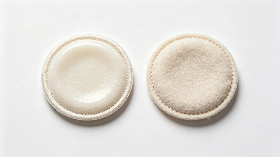 Side by side iron-on and sew-on 3D puff patch backing comparison