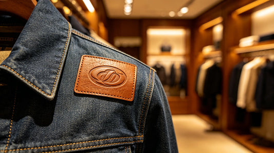 Premium leather patch on denim jacket for elevated everyday style