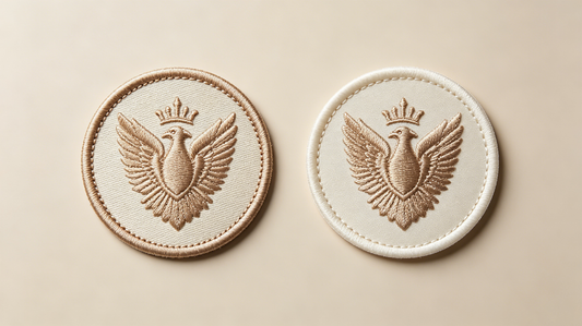 Direct side by side comparison of merrow edge and heat cut edge patches