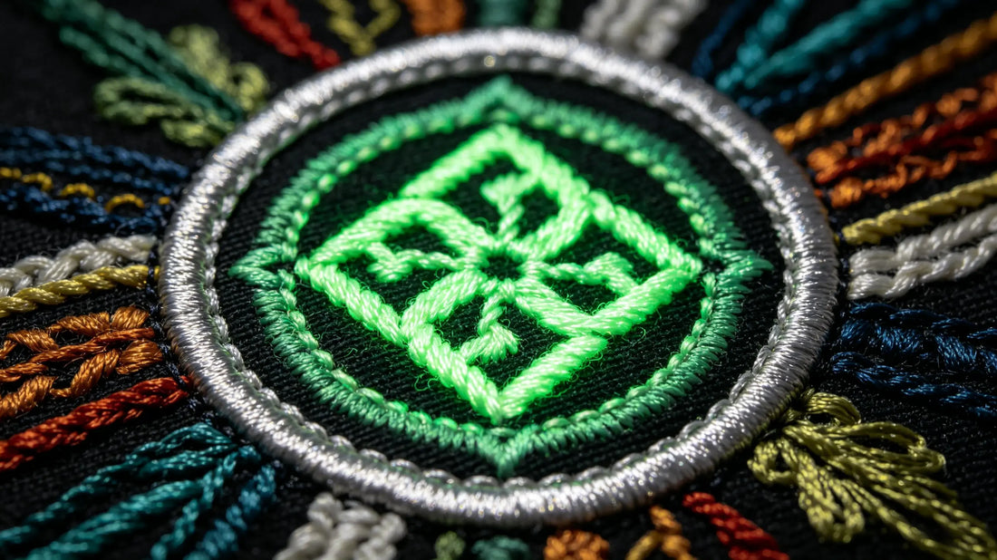 Mixed metallic and glow-in-the-dark thread custom patch