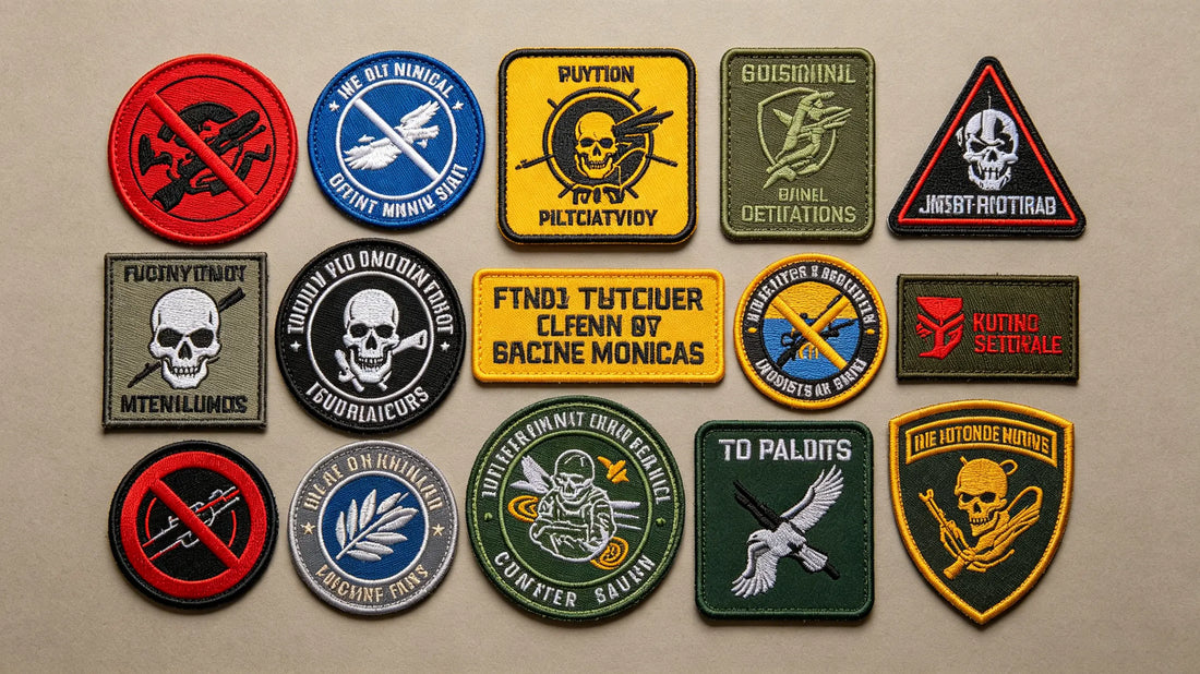 Assorted tactical morale patches with various creative designs