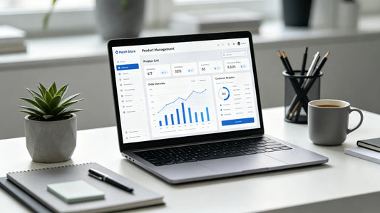 Reseller managing custom patch product listings and customer orders on online store backend