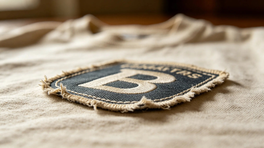 Iron-on patch with lifted edge caused by insufficient heat pressing during installation