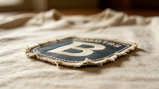 Iron-on patch with lifted edge caused by insufficient heat pressing during installation