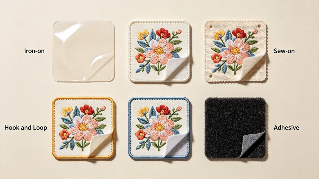 All mainstream backing types displayed for custom embroidered patches