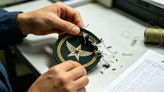 Common patch defect: loose floating threads and frayed edges