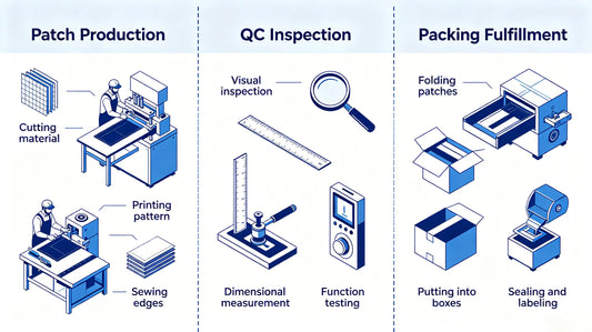 Full custom patch production and quality check fulfillment workflow