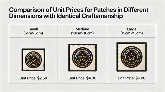 Price difference display of patches with different sizes under the same craft