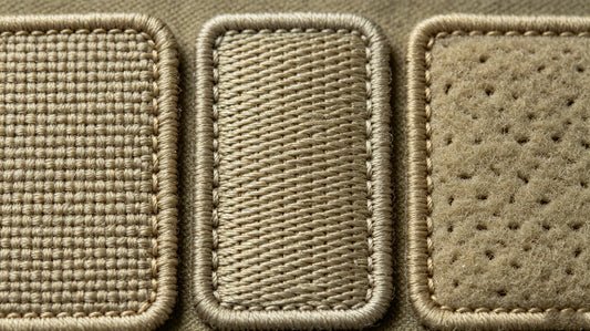 Macro texture comparison of different embroidery patch stitch density