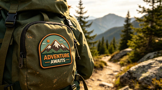 Waterproof PVC patch on hiking backpack for outdoor adventures