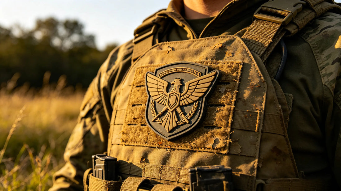 Rugged waterproof PVC patch on tactical vest for military use