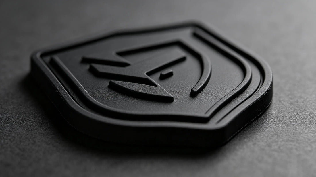 Macro close‑up view showing smooth molded rubber surface of custom PVC morale patch