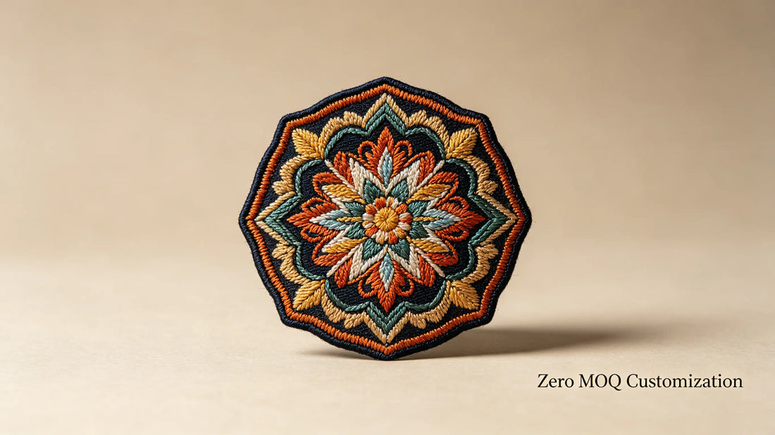 Single piece exclusive custom patch finished via zero minimum order service