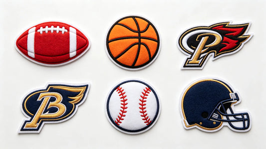 Assorted custom 3D puff patches for different sports teams and clubs