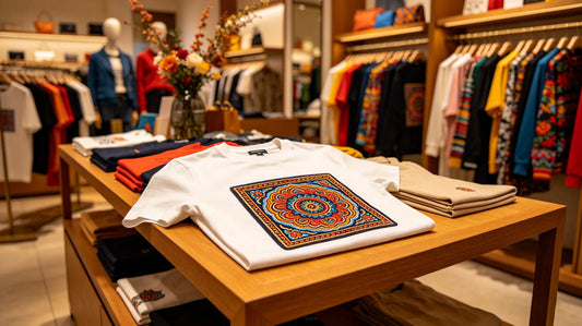 Vibrant sublimation patch on brand t-shirt for bold brand visibility