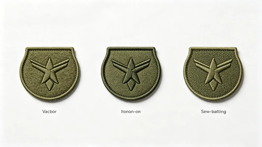 Three mainstream backing styles display for custom 3D puff embroidered patches