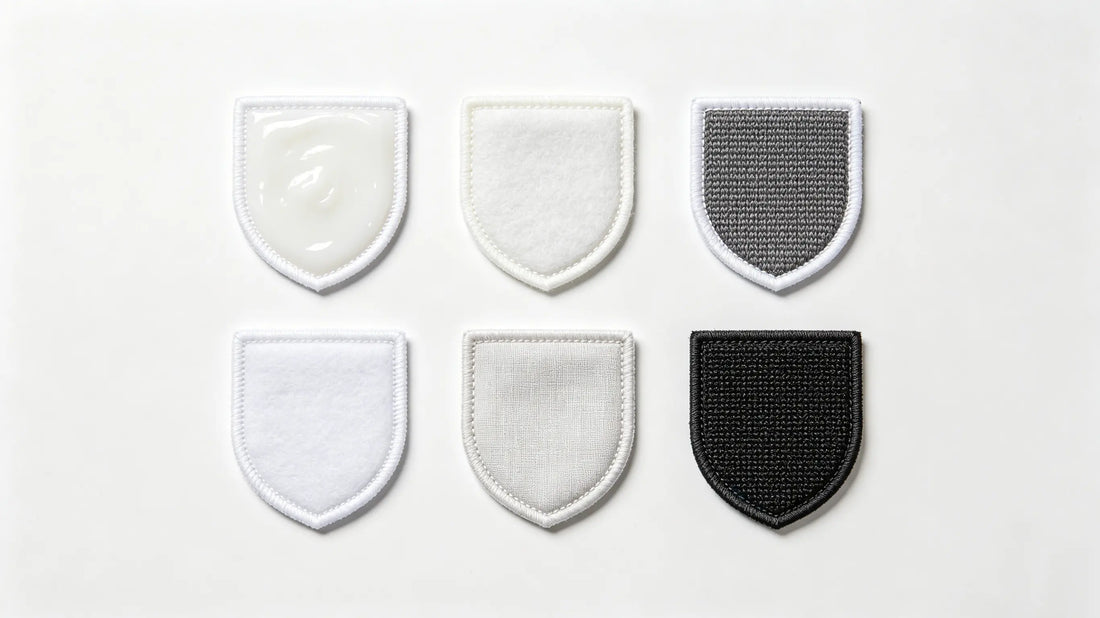 Three common patch backings: iron-on, sew-on and velcro
