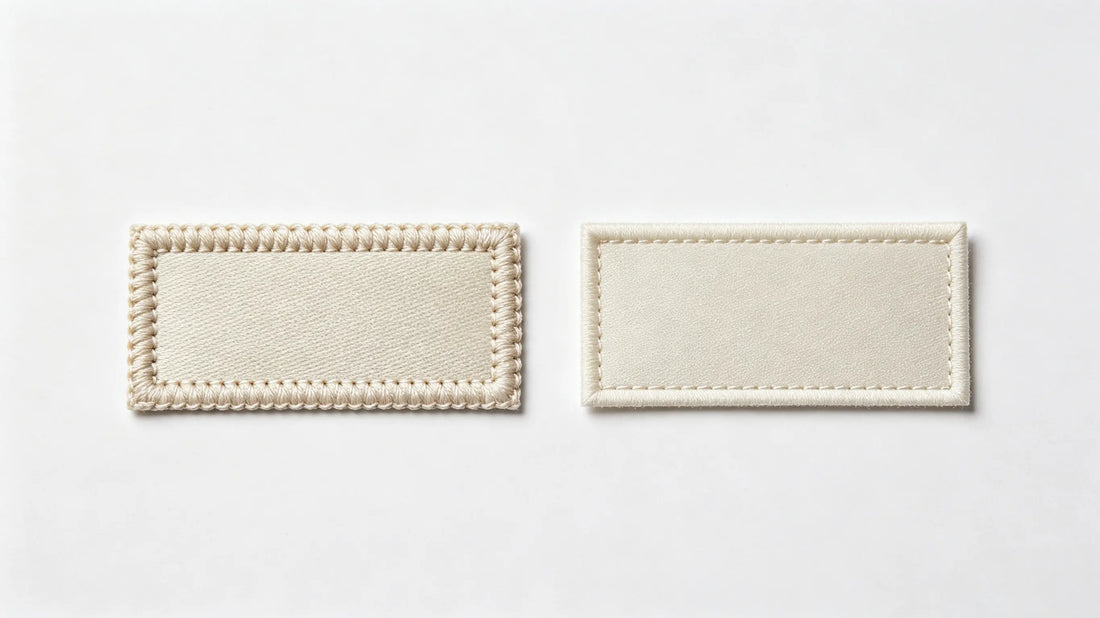 Side by side merrow border and heat cut border patch comparison