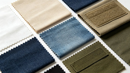 Multiple common clothing fabrics suitable for attaching 3D puff embroidered patches