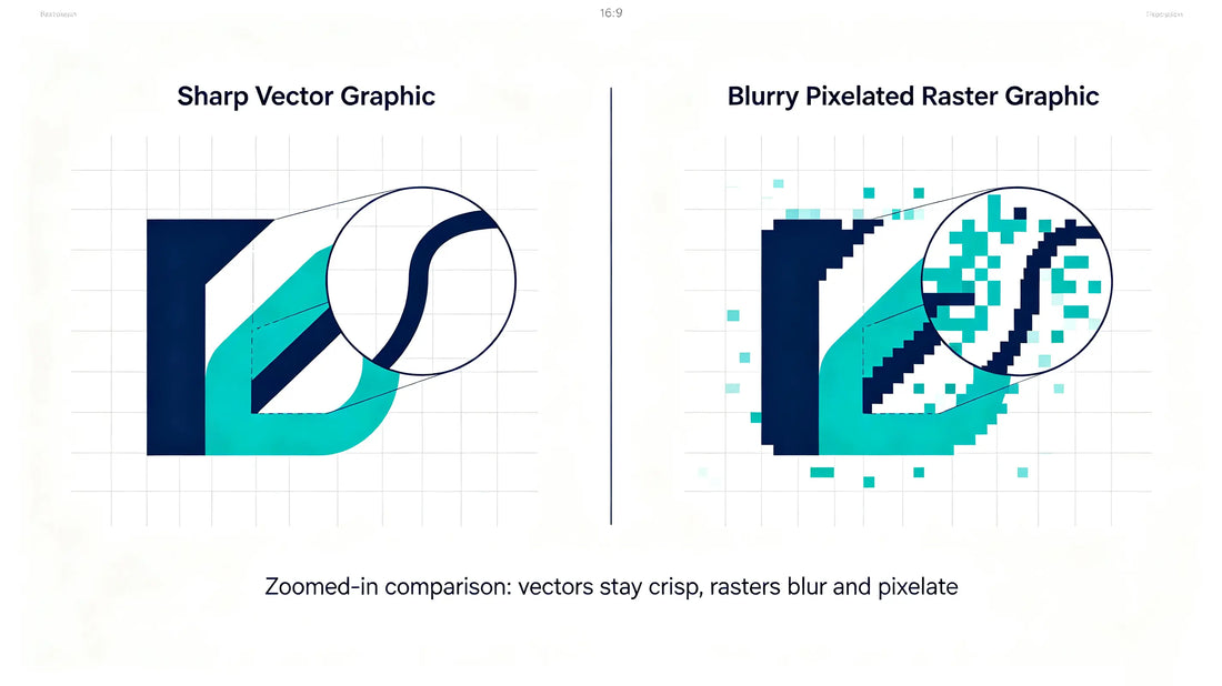 Visual comparison showing clarity difference between vector artwork and low‑resolution pixel‑based images
