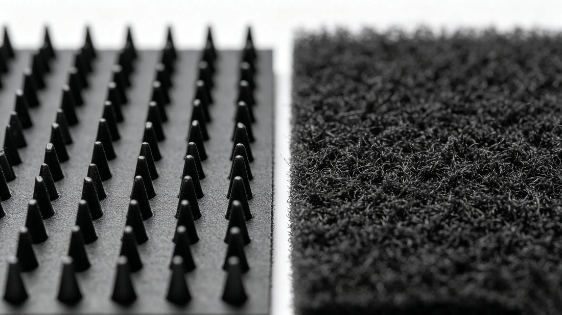 Macro close-up of hook side and loop side Velcro patch backing texture