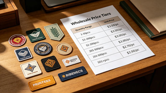 Printed tiered quantity discount table listing unit price drop corresponding to rising order volume