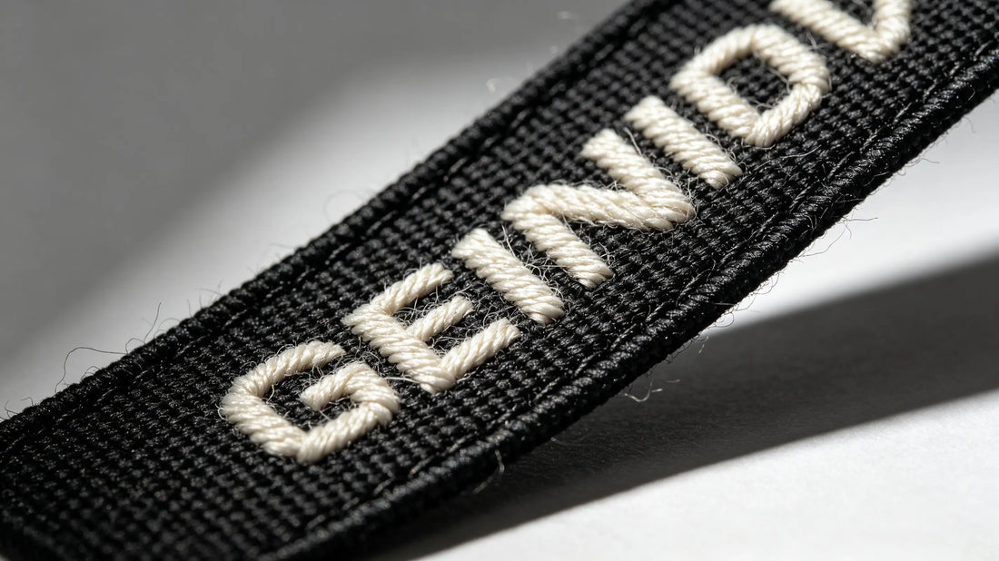 Super fine detail woven patch showing crisp thin lines and tight woven texture