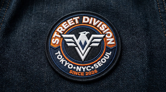 A full, centered photograph of a circular 3D embroidered patch on heavy dark canvas, showing the entire design and significant raised foam depth.